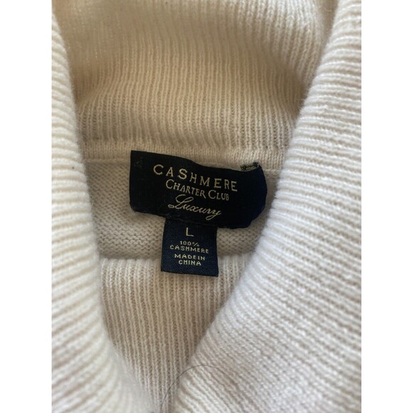 Charter Club Cashmere Sweater Womens Large Ivory Cream Turtleneck Lightweight - Picture 6 of 8